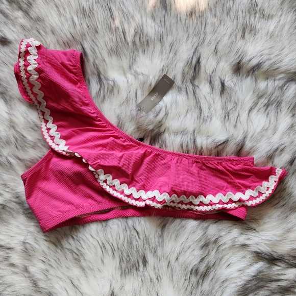 J. Crew One-Shoulder Ruffle Rickrack Bikini Top - Picture 9 of 10
